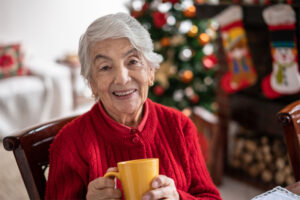 An older woman enjoying the holidays has discovered how home care helps her stay in her own home and remain independent.